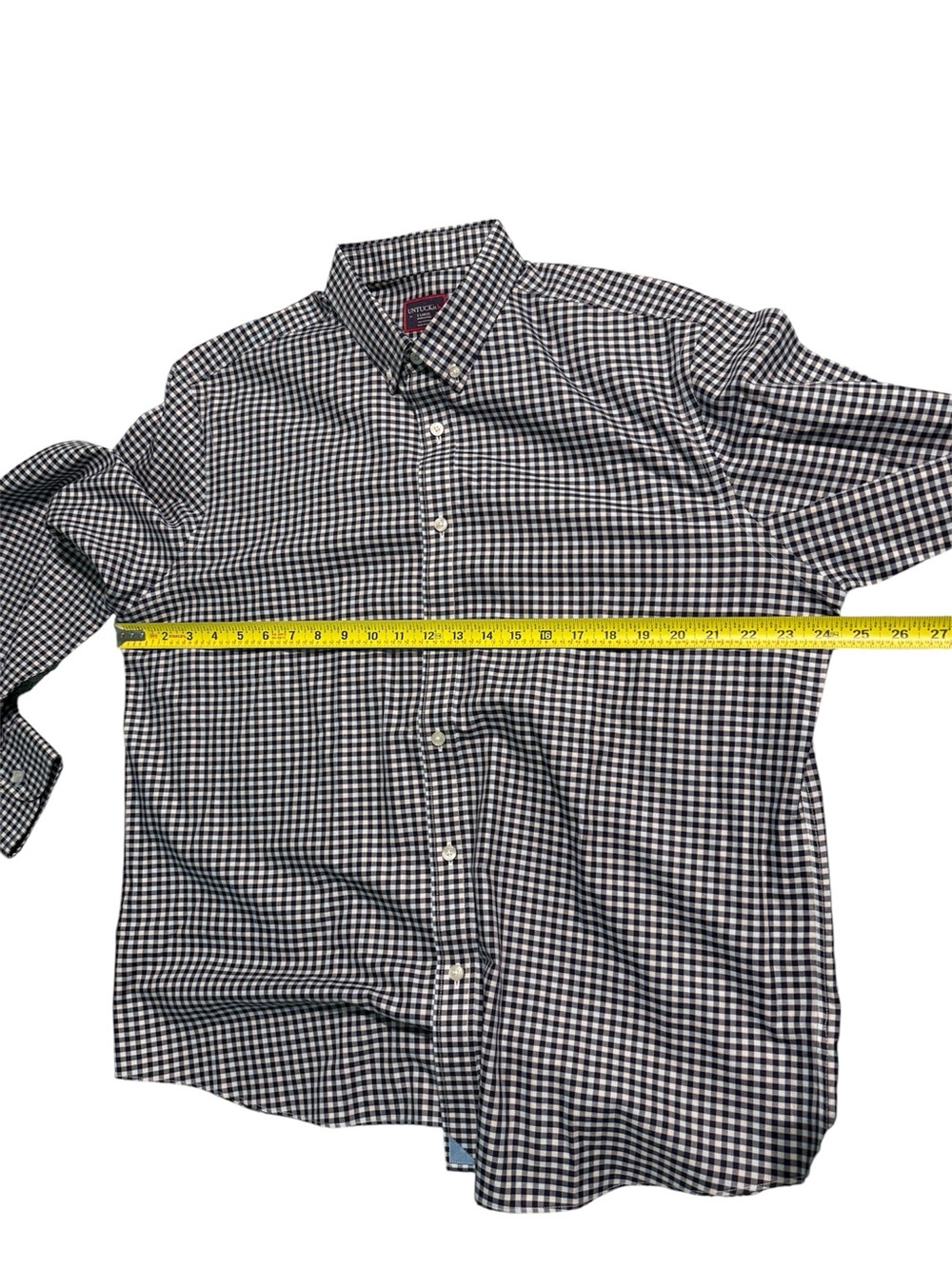 UNTUCKit XL Wrinkle Free Gingham Button Down Shirt Blue White Cotton - Picture 8 of 8